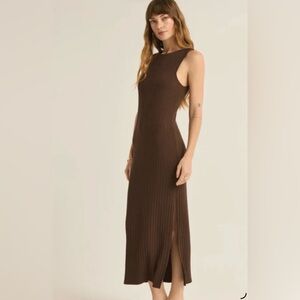 Z Supply Raewyn Chocolate Brown Ribbed Maxi Dress